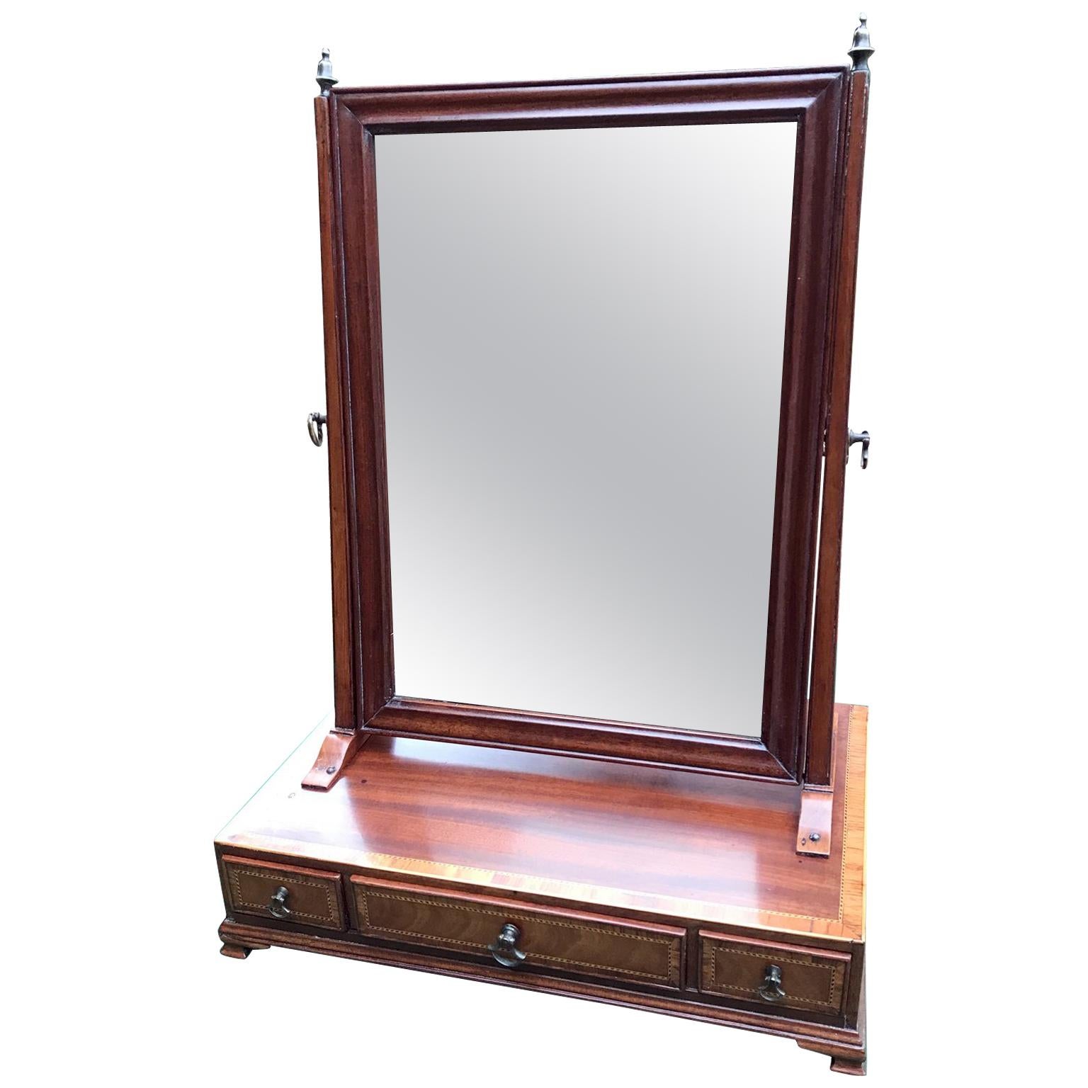 Georgian Mahogany Inlaid Swing Frame Dressing Mirror