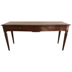 Very Long Mahogany Traditional Console Sideboard with Single Drawer