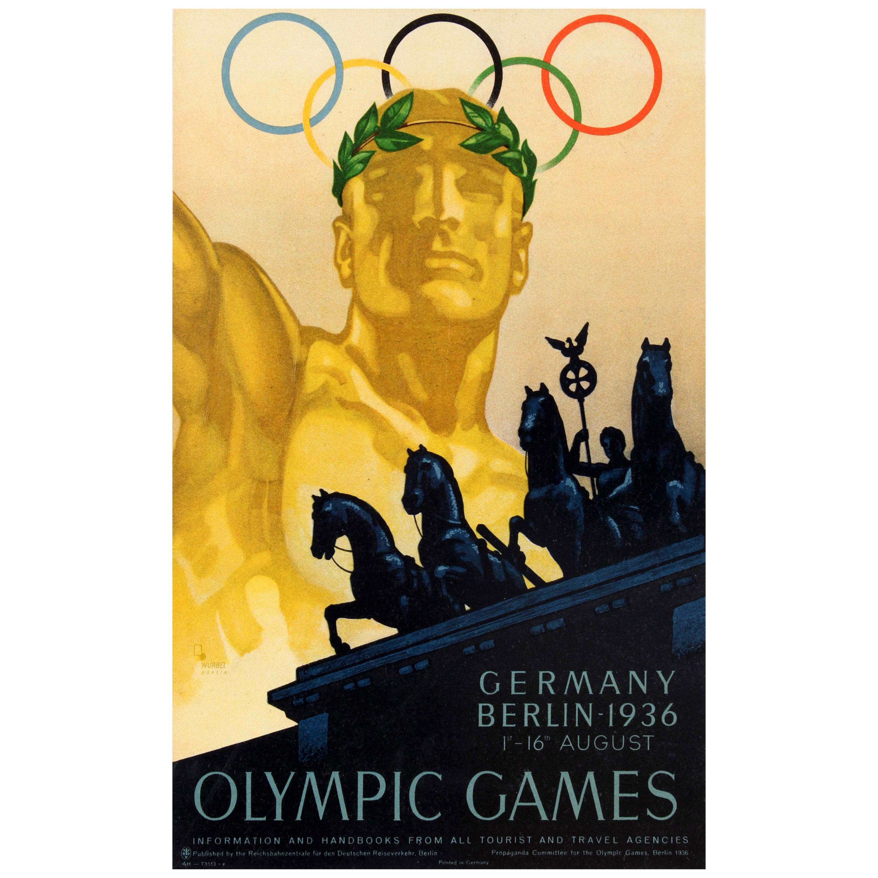 Original Vintage Summer Olympics Sport Poster 1936 Olympic Games Berlin Germany