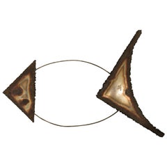 Retro 1970s Metal Fish Wall Sculpture