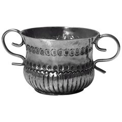 Antique Rare Miniature Silver Queen Anne Caudle Cup, London 1706 James Beschefer