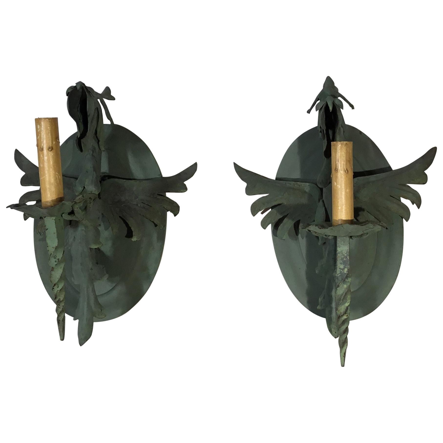 Pair of vintage Wrought Iron Wall Sconces