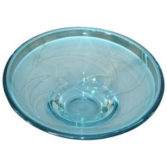 Retro Modern Blue Art Glass Centerpiece, Bowl by Mark J. Sudduth, Studiopiece