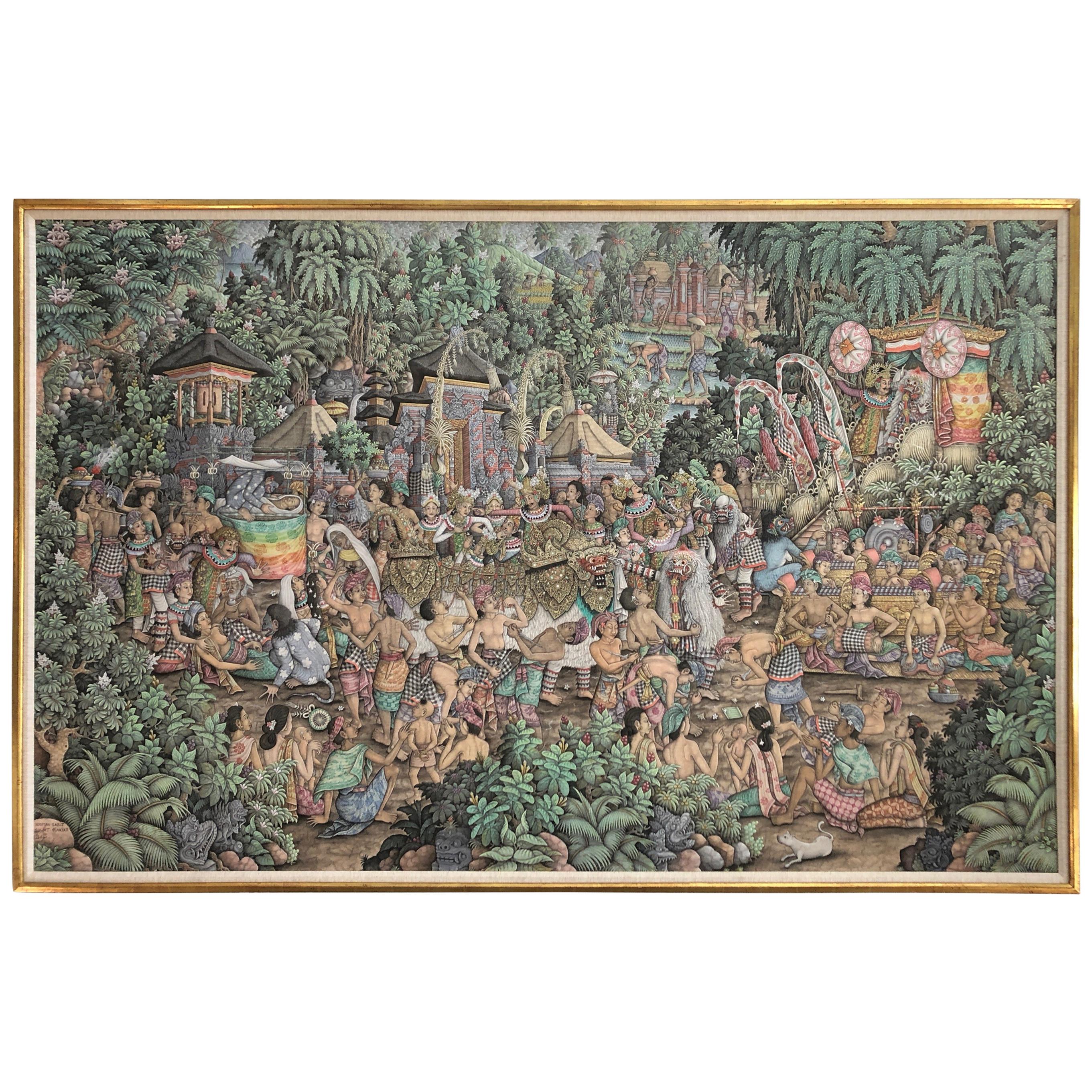 Monumental Spectacular Balinese Meticulously Detailed Painting