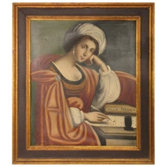 1915 Oil Painting of Sibilla Persica in Irving and Cason A. H. Davenport Frame