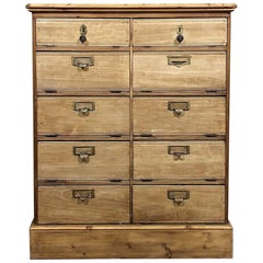 Antique French Solid Stripped Pine File Cabinet