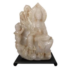 Vintage Chinese Jade Quan Yin Figural Group