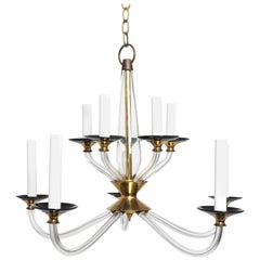 1970s Lucite and Brass Chandelier by Lightolier