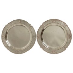 Antique Pair of Round Silver Plate Trays E G Webster New York