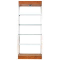 Midcentury Wood and Glass Etagere Display Shelf, 1960s