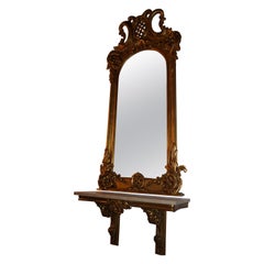 Antique Baroque Mirror with Chest of Drawers Louis Seize