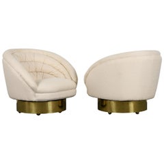 Pair of Upholstered "Crescent" Swivel Club Chairs by Vladimir Kagan, 1970s