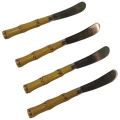 Set of '4' Vintage Faux Bamboo Handles Butter Knives