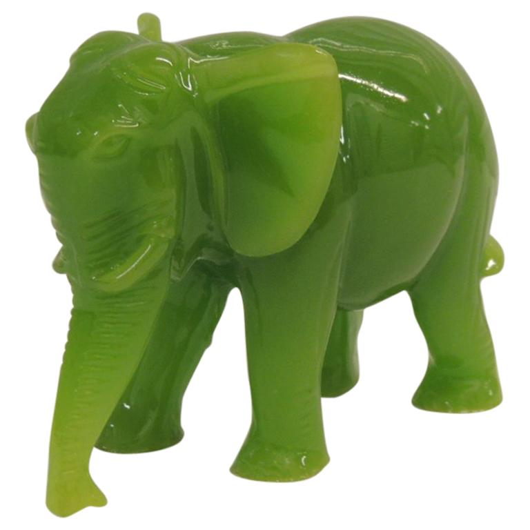 Glass Jade Color Elephant Decorative Figurine