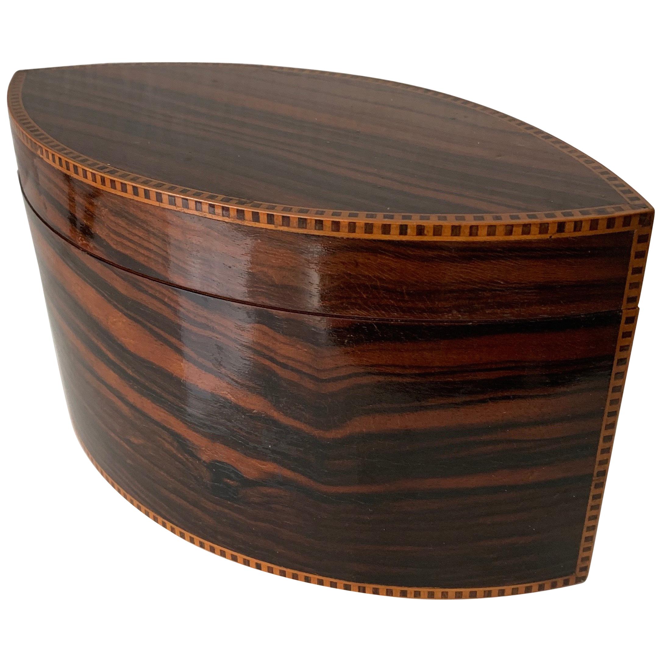Top Quality and Stunning Shape Art Deco Nutwood, Hardwood and Satinwood Box, 