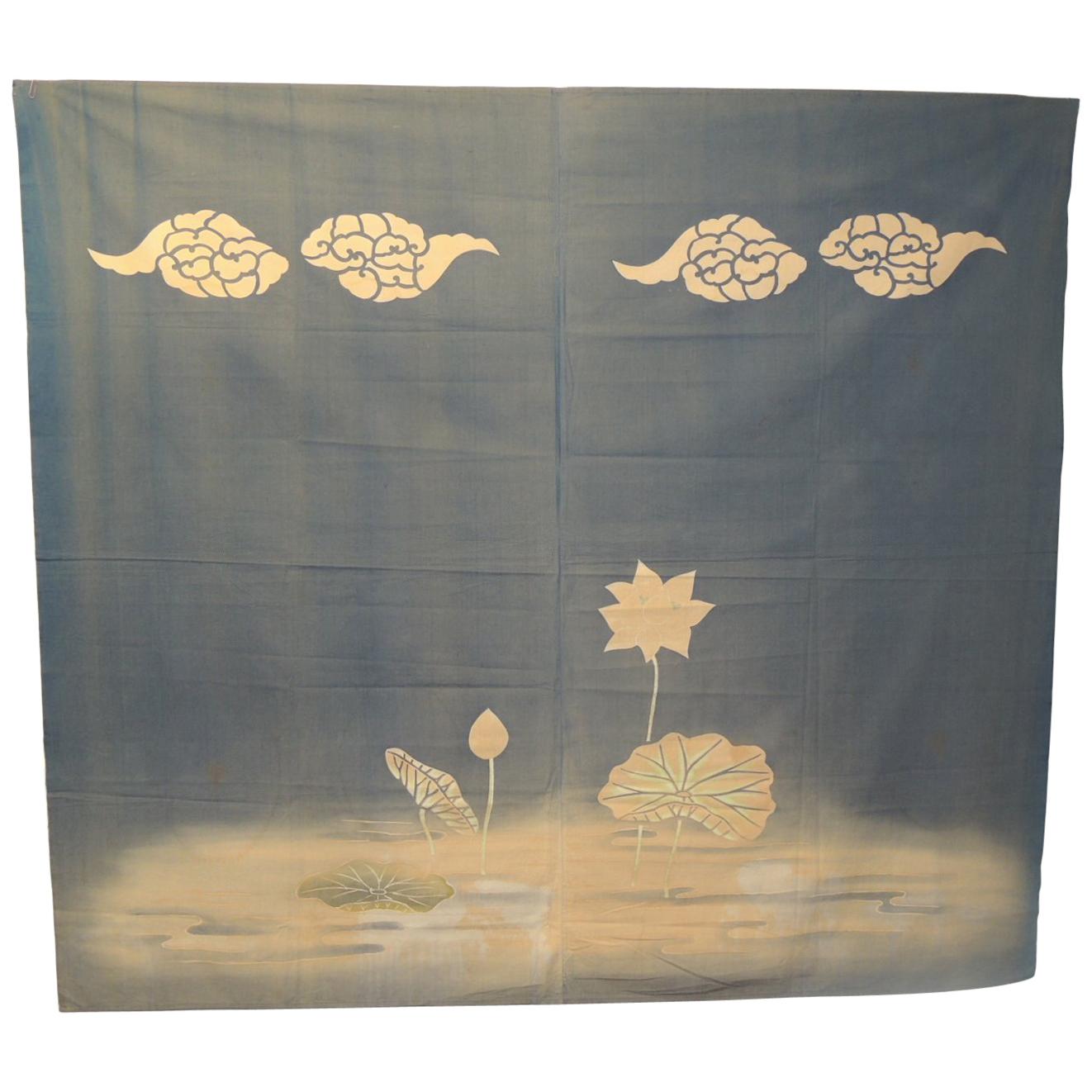 Large Vintage Japanese Printed Cotton Banner