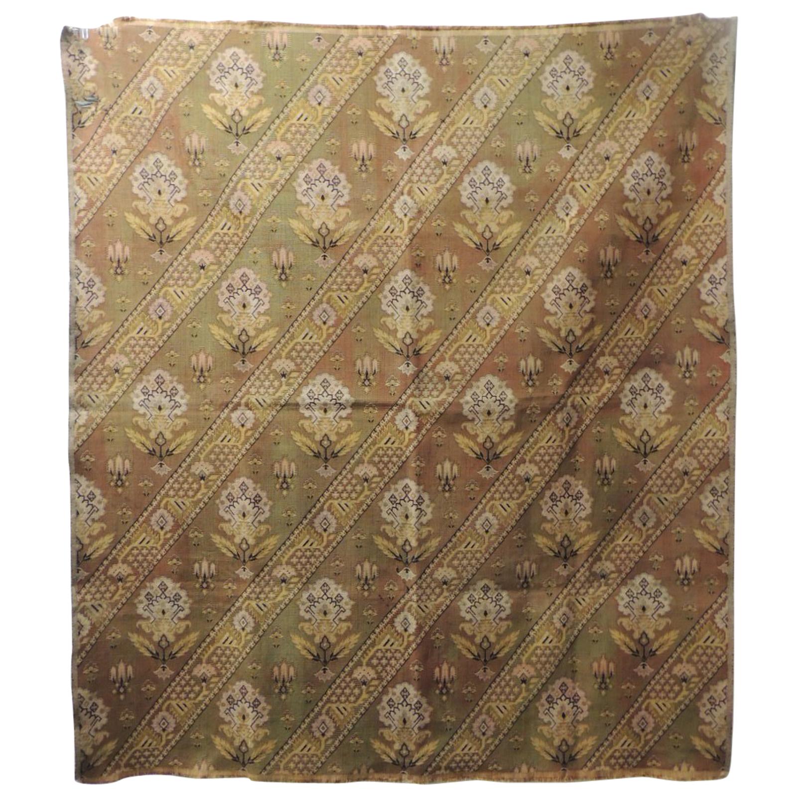 Tenture Murale Vintage Tissage Floral Multicolore – Cadre Bois – Art Déco