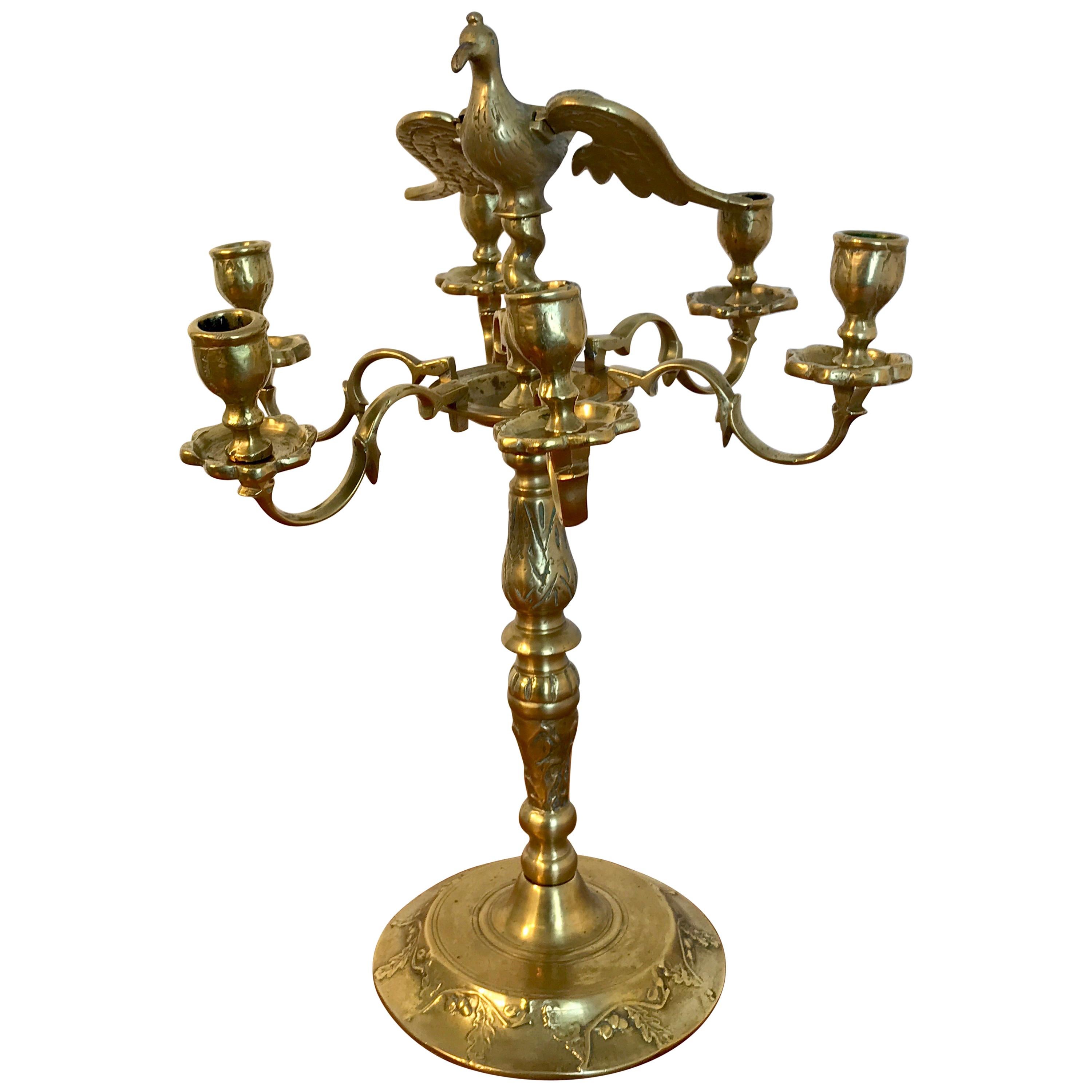 Antique European Brass Figural Candelabra