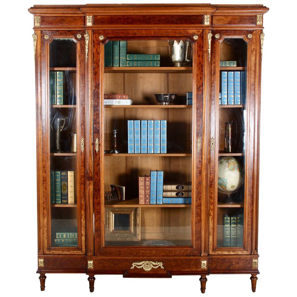 19th Century French Louis XVI Style Mahogany Bookcase Vitrine Cabinet