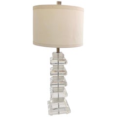 Retro Karl Springer Style Lucite Lamp