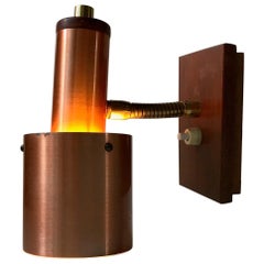 Danish Modern Copper, Brass and Teak Wall Light by E. S. Horn, 1960s