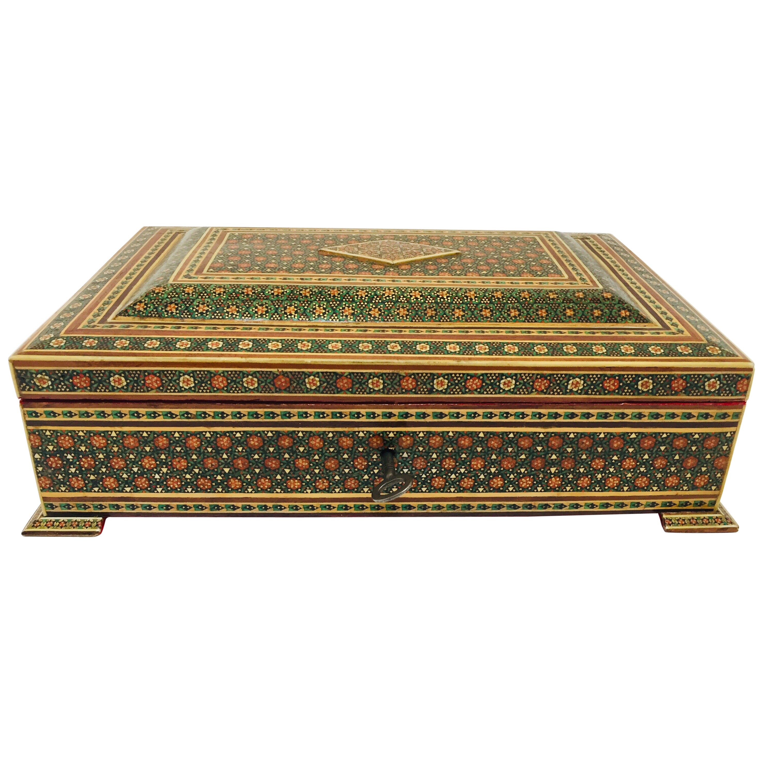 Large Persian Jewelry Mosaic Sadeli Khatam Inlaid Box at 1stDibs