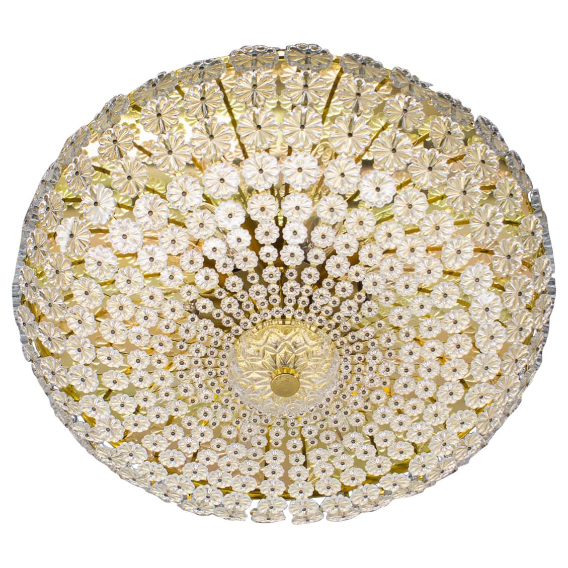 Huge Mid-Century Modern Floral Glass Wall and Ceiling Lamp, 1960s