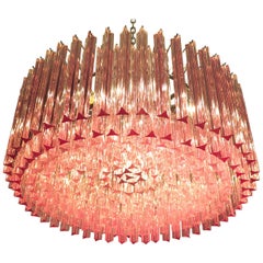 Triedri Glass Chandelier, 265 Pink Prism, Murano