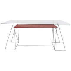 X-Line Metal Desk or Dining Table by Niels Jørgen Haugesen, Danish Modern 1977