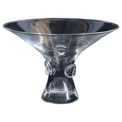 Steuben Art Glass Modernist Pinched Dot Flared Pedestal Bouquet Vase, Signed