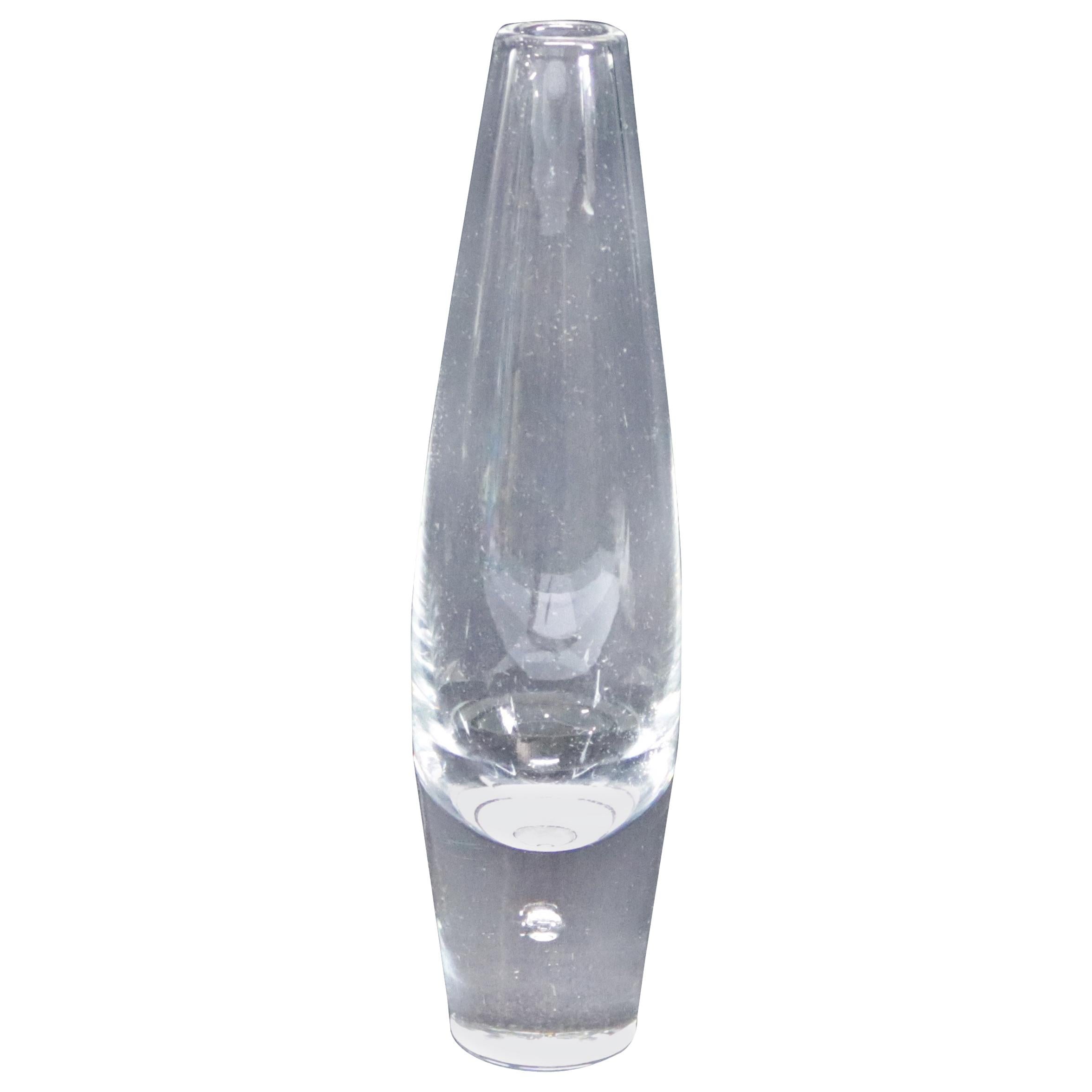 Steuben Signed Art Glass Modernist Teardrop Bud Vase by David Hills, Signed