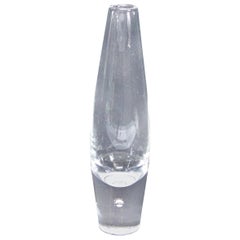 Vintage Steuben Signed Art Glass Modernist Teardrop Bud Vase by David Hills, Signed