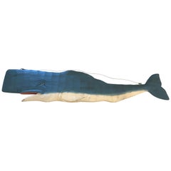 Wonderful Large Hand Carved Wooden Whale Wall Sculpture