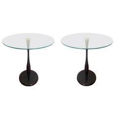 Pair of Mid-Century Modern Marble and Glass End / Side Tables by Kaiser Newman
