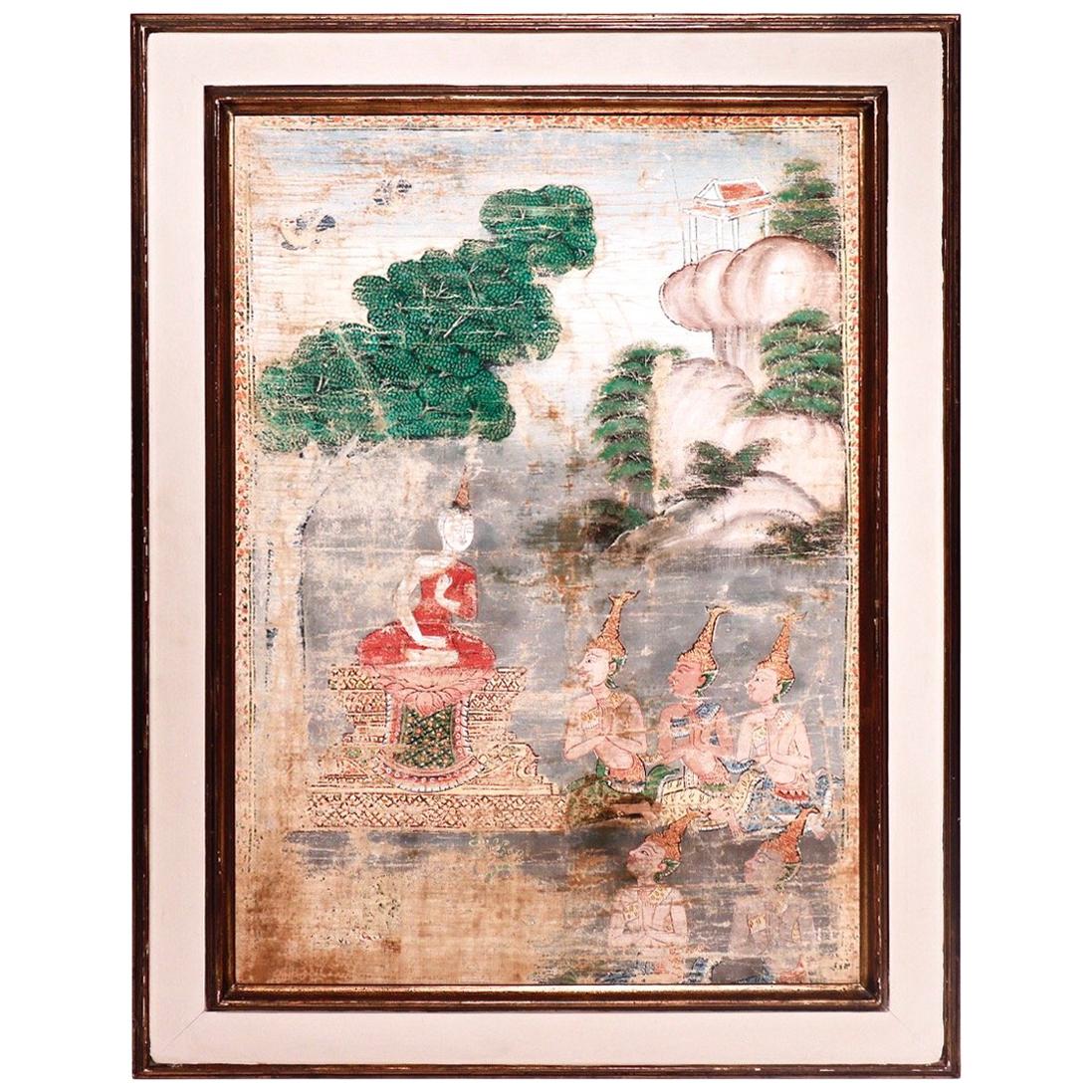 19th Century Thai Buddhist Painting For Sale