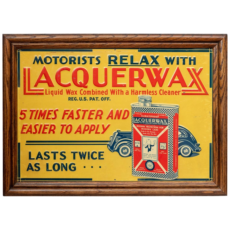 Antique Embossed Tin Advertising Sign, Automotive Interest at 1stDibs