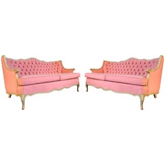 Pair of Pink French Provincial Sofas