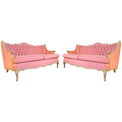 Pair of Pink French Provincial Sofas