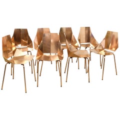 Set of Eight Designer Copper Metal Dining Chairs by Heals of London