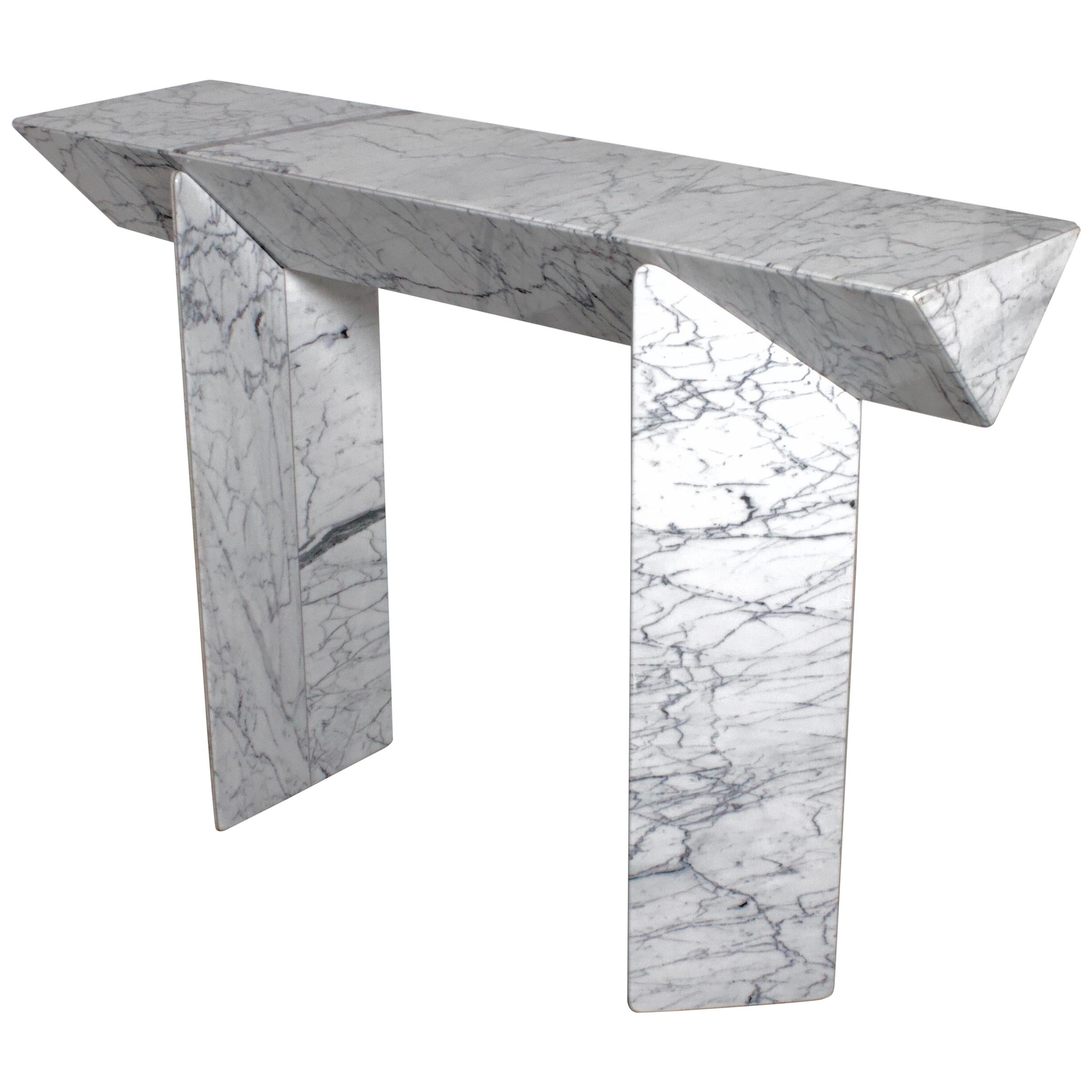 Impressive Console or Side Table in Calacatta Marble by Giulio Lazzotti