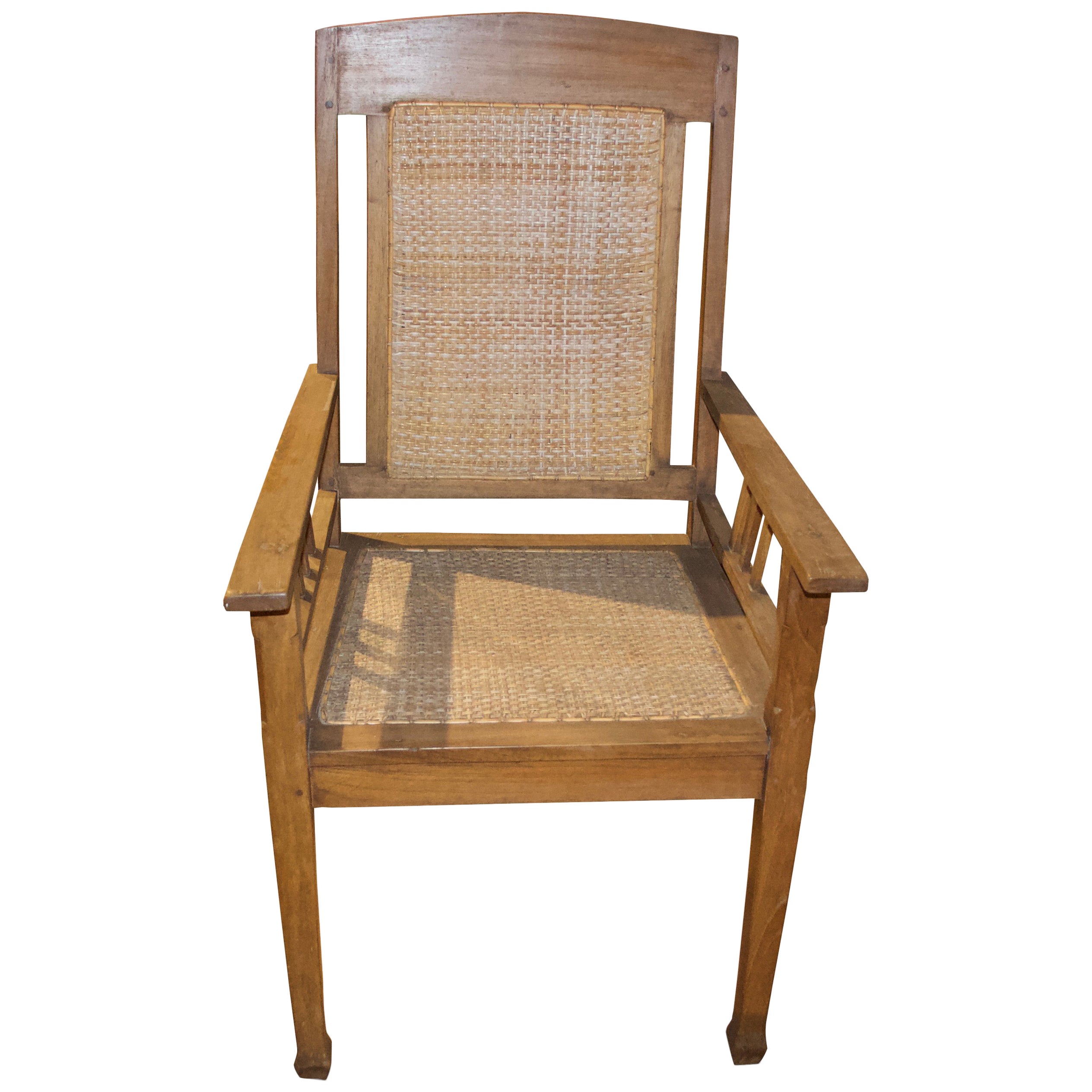 Andrianna Shamaris Shell Inlay Teak Wood Colonial Chair For Sale at 1stDibs