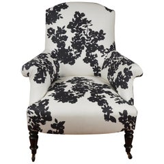 Black and White Upholstered Club Chair
