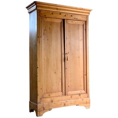 Antique French Housekeepers Cupboard Stripped Pine Two-Door, circa 1890