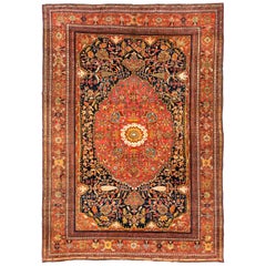 Antique Persian Fereghan Sarouk with a Central Medallion Floral Patterns