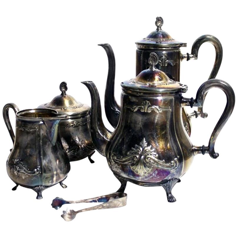 WMF Silver Plated Chippendale Tea Coffee Set, circa 1920, Made in Germany