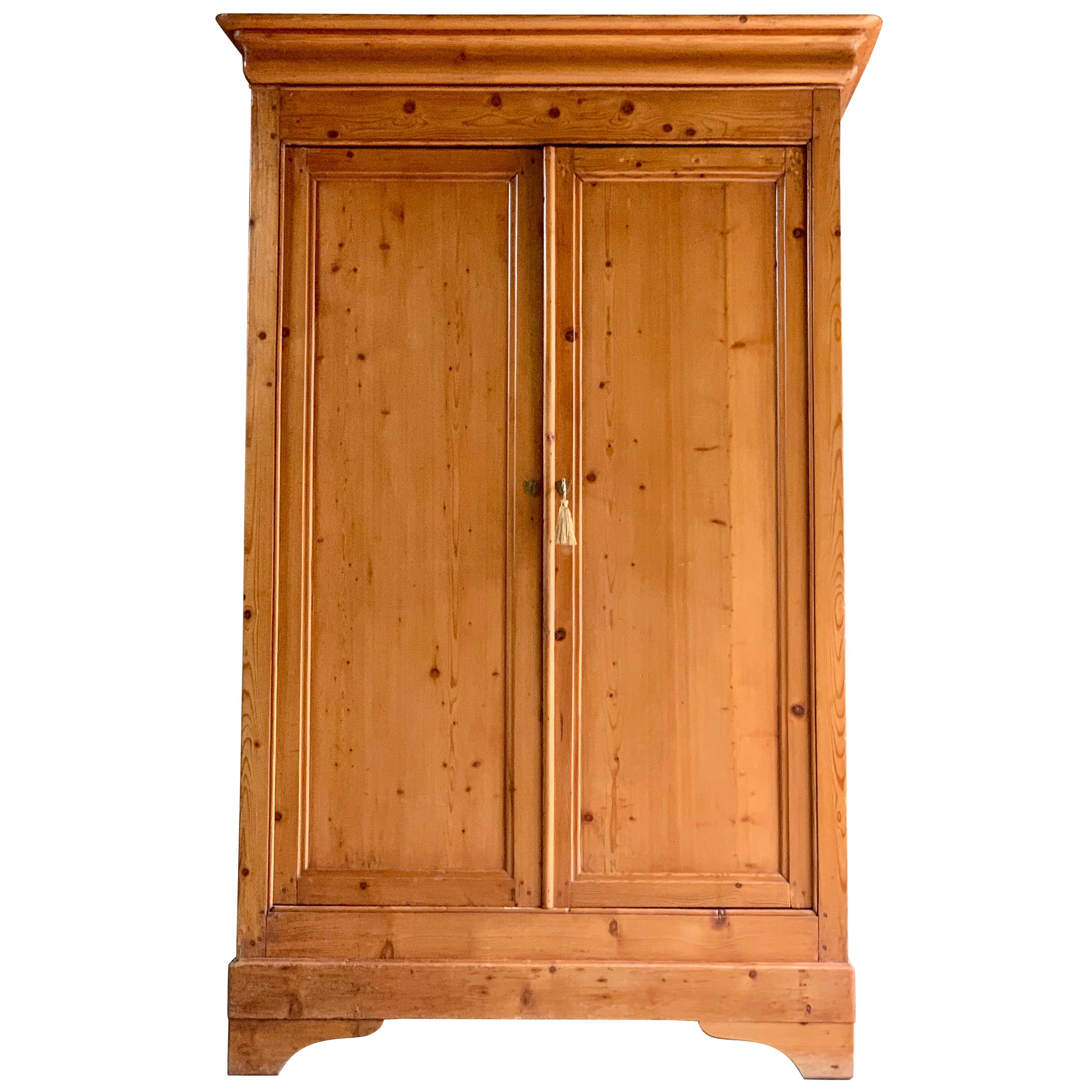 Antique French Housekeepers Cupboard Stripped Pine Two-Door, circa 1890