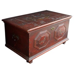 19th Century Northern Europe Pine Marriage Chest, circa 1866