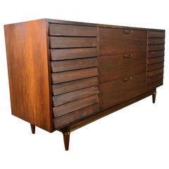 Modernist American of Martinsville Walnut Dresser by Merton Gershun