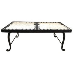 Vintage Art Deco Style Wrought Iron and Marble Coffee Table