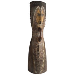 Early to Mid-20th Century Tribal Wood Drum, Abelam People, Papua New Guinea